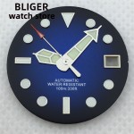 29mm blue yellow date watch dial hands green glow-in-the-dark suitable for NH35 automatic movement