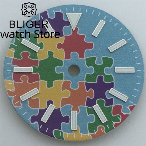 BLIGER 29mm Camo Dial Green luminous with NH35 NH36 ETA2824 2836 Miyota 8215 DG2813 3804 PT5000 movement