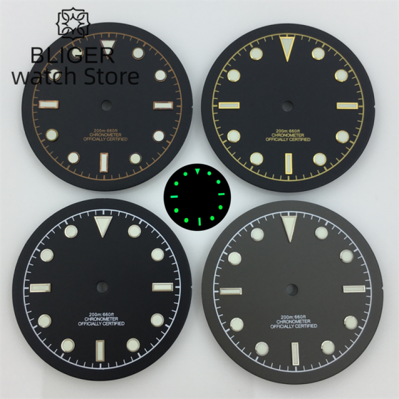BLIGER 33.5mm dial Black Gold Grey Rose gold Green luminous Fits NH34 NH35 NH36 ETA 2824 2836 PT5000 Miyota DG series movement