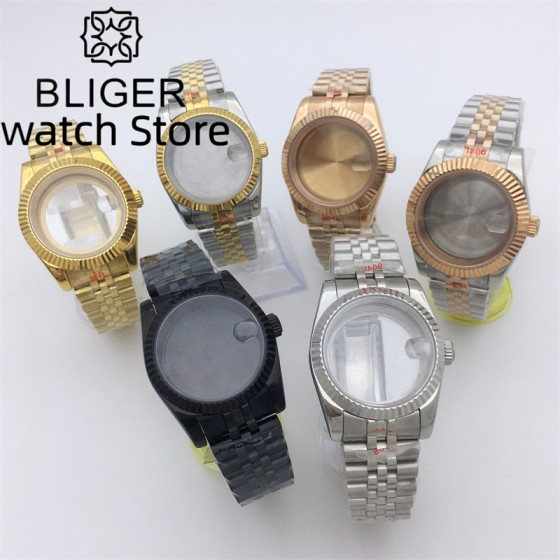 36mm 39mm NH35 Case Fluted Bezel Sapphire Fit NH34 NH35 NH36 ETA2824 36 PT5000 Miyota8215 DG movement Fits SK DJ Replacemet Part