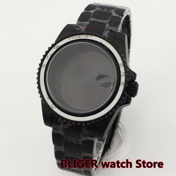 BLIGER 40mm Black PVD Watch Case Waterproof Sapphire Glass Stainless Strap Fit NH34 NH35 36 ETA2824 36 DG Miyota PT5000 Movement