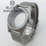 BLIGER 38mm Plain Glass Vintage Watch Case Stainless Steel Mesh Strap Fit Japan NH35 NH36 ETA2824 PT5000 Automatic Movement