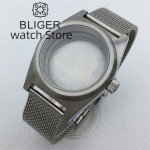 BLIGER 38mm Plain Glass Vintage Watch Case Stainless Steel Mesh Strap Fit Japan NH35 NH36 ETA2824 PT5000 Automatic Movement
