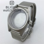 BLIGER 38mm Plain Glass Vintage Watch Case Stainless Steel Mesh Strap Fit Japan NH35 NH36 ETA2824 PT5000 Automatic Movement