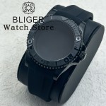40mm Black PVD NH35 Watch Case Rubber Strap Sapphire Glass With 120 clicks Waterproof Fit NH34 NH35 NH36 ETA2824 PT5000 Movement