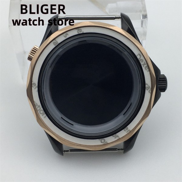 BLIGER Case 41mm Black Rose Gold Sapphire Glass Suitable for NH34 NH35 NH36 PT5000 ETA2836 Miyota 8205 8215 821 DG3804 movement