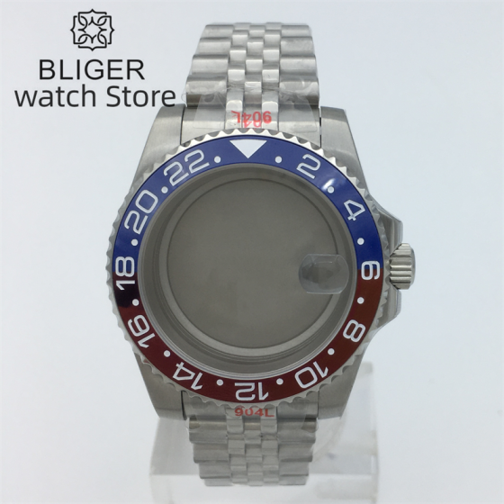 BLIGER 40mm Diving watch case ceramic Coke bezel sapphire Fit NH34 NH35 NH36 ETA2824 2836 PT5000 Miyota8205 8215 MinZHU movement