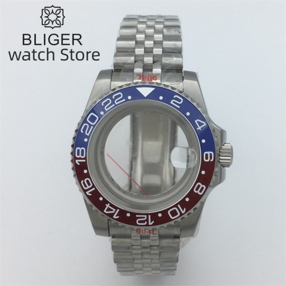 BLIGER 40mm Diving watch case ceramic Coke bezel sapphire Fit NH34 NH35 NH36 ETA2824 2836 PT5000 Miyota8205 8215 MinZHU movement