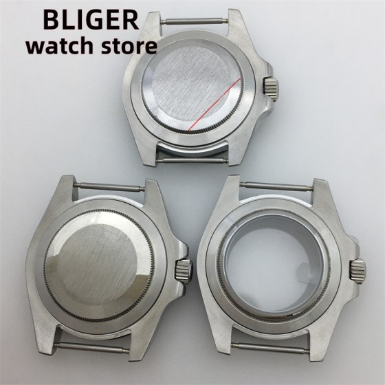 BLIGER 40mm Diving Watch Case Black Green Brown Fixed Solid Ceramic Bezel Sapphire Glass Fits NH34 NH35 PT5000 ETA2824 movement