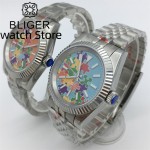 BLIGER 36mm 39mm NH35A PT5000 Men's Watch Orange Blue Puzzle Printing Dial Sapphire Crystal Slot Bezel Automatic Watch For Me