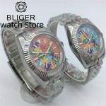 BLIGER 36mm 39mm NH35A PT5000 Men's Watch Orange Blue Puzzle Printing Dial Sapphire Crystal Slot Bezel Automatic Watch For Me