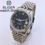 BLIGER 36mm/39mm Black dial Roman numerals NH35A Automatic Mechanical Watch For Men Sapphire Glass With Date Deep waterproofing