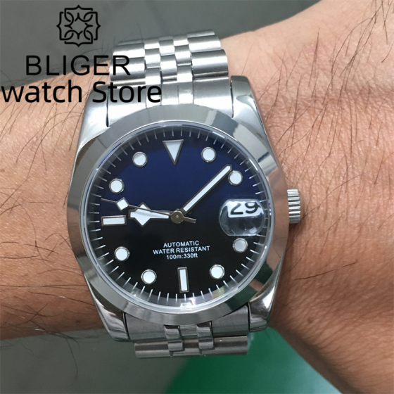 BLIGER 36MM 39MM NH35 MIYOTA 8215 PT5000 Automatic mechanical men's watch Stainless Bracelet Sapphire glass Luminous With Date