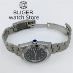 BLIGER 39mm NH35 PT5000 Automatic mechanical Polished Men's Watch Green Sapphire Glass Black dial Lightning Hands 316L Bracelet