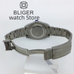 BLIGER 39mm NH35 PT5000 Automatic mechanical Polished Men's Watch Green Sapphire Glass Black dial Lightning Hands 316L Bracelet