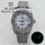 BLIGER 36mm 39mm 10ATM Waterproof NH35 Automatic Watch For Lovers Wristwatch Date Roman Dial Sapphire Glass Stainless Strap