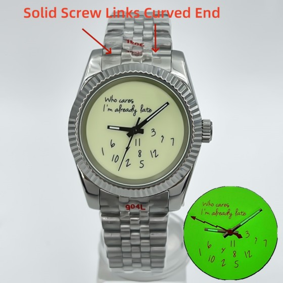 BLIGER 36mm 39mm NH35 Watch Who cares im already late Watch No Logo All-luminous Dial Sapphire Crystal NH35 Automatic Movement