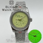 BLIGER 36mm 39mm NH35 Watch Who cares im already late Watch No Logo All-luminous Dial Sapphire Crystal NH35 Automatic Movement