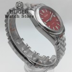 BLIGER 36mm 39mm Round Bezel Red Dial NH35 Automatic Mechanical Watches For Men Sapphire Glass 10Bar Waterproof Steel Bracelet