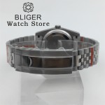 BLIGER 36mm 39mm Round Bezel Red Dial NH35 Automatic Mechanical Watches For Men Sapphire Glass 10Bar Waterproof Steel Bracelet