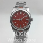 BLIGER 36mm 39mm Round Bezel Red Dial NH35 Automatic Mechanical Watches For Men Sapphire Glass 10Bar Waterproof Steel Bracelet
