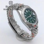 BLIGER 36mm 39mm sapphire glass green dial Date Green Luminous NH35A Movement automatic Men's watch stainless steel strap