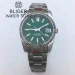 BLIGER 36mm 39mm sapphire glass green dial Date Green Luminous NH35A Movement automatic Men's watch stainless steel strap