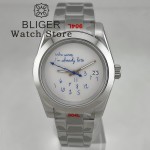36mm 39mm NH35 Watch For Who cares, I'm already late Blue Text Dial Sapphire Crystal NH35A Automatic Movement Watches For Man