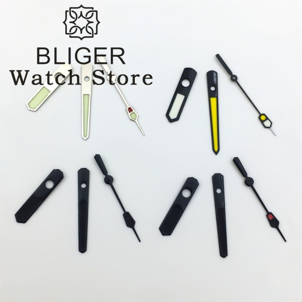 BLIGER NH35 Watch Hands Black Silver Watch Needle C3 Green Luminous Hands Fit NH34 NH35 NH36 NH37 NH38 NH39 NH70 NH72 Movement