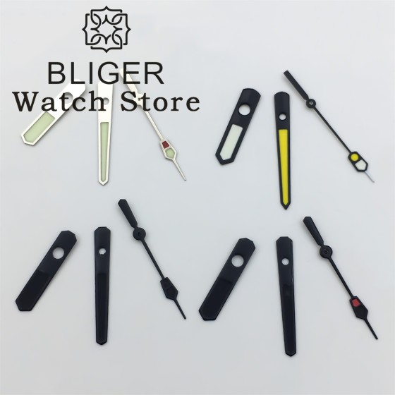BLIGER NH35 Watch Hands Black Silver Watch Needle C3 Green Luminous Hands Fit NH34 NH35 NH36 NH37 NH38 NH39 NH70 NH72 Movement