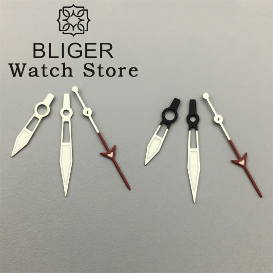 BLIGER Black White Watch Hands Green Luminous Hands Fit NH34 NH35 NH36 NH38 7S26 7S36 4R35 4R36 ETA2824 PT5000 Movement