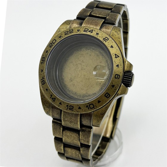 BLIGER Bronze Retro 40mm Watch Case Sapphire Crystal For Explore 2 Fit NH34 NH35 NH36 NH38 ETA2824 PT5000 Movement Screw Crown