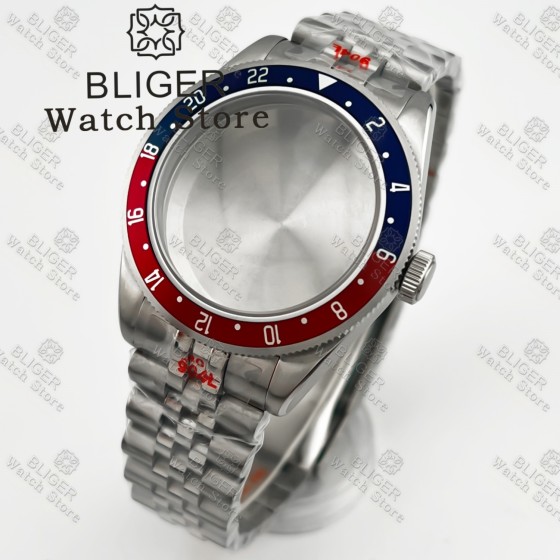 BLIGER 39mm BB58 Watch Case Jubilee Bracelet Stainless Screw Crown Domed Sapphire Glass Fit NH34 NH35 ETA2824 PT5000 Movement