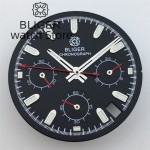 BLIGER VK63 Dial 30mm Black White Gold Dial With Hands Green Luminous Fit VK63 VK64 movement