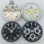BLIGER VK63 Dial 30mm Black White Gold Dial With Hands Green Luminous Fit VK63 VK64 movement