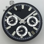 BLIGER VK63 Dial 30mm Black White Gold Dial With Hands Green Luminous Fit VK63 VK64 movement