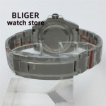 BLIGER 40mm/43mm Japan NH34 GMT Men's mechanical watch green luminous white dial sapphire glass stainless steel strap