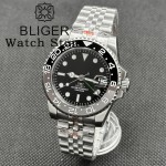 BLIGER 40mm 515 24H GMT Men's Watch Stainless Steel Clasp Luminous Quartz Movement Ceramic Bezel Sapphire Glass 10Bar Waterproof