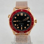 BLIGER Vintage Bronze Rose Gold 41mm Men's NH35 PT5000 Mechanical 007 NTTD 100m Diving WristWatch Burgundy Red Bezel Mesh Strap
