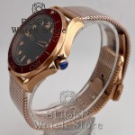 BLIGER Vintage Bronze Rose Gold 41mm Men's NH35 PT5000 Mechanical 007 NTTD 100m Diving WristWatch Burgundy Red Bezel Mesh Strap