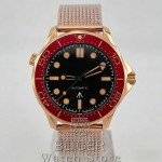 BLIGER Vintage Bronze Rose Gold 41mm Men's NH35 PT5000 Mechanical 007 NTTD 100m Diving WristWatch Burgundy Red Bezel Mesh Strap