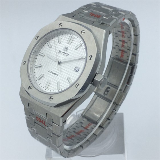 BLIGER 41mm Stainless Steel NH35 Automatic Mechanical Men's Watch Sapphire glass Date Luminous Dial 10ATM Waterproof Watch
