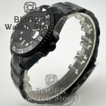 BLIGER 40mm Full Black NH34 GMT Watch For Men Black White Dial Sapphire Glass Green Luminous Waterproof Reloj Hombre Wristwatch