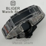 BLIGER 40mm Full Black NH34 GMT Watch For Men Black White Dial Sapphire Glass Green Luminous Waterproof Reloj Hombre Wristwatch