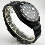 BLIGER 40mm Full Black NH34 GMT Watch For Men Black White Dial Sapphire Glass Green Luminous Waterproof Reloj Hombre Wristwatch