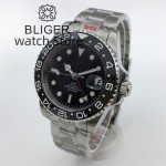 BLIGER 40mm NH34A GMT Men's watch Mechanical Watch Luminous Bezel Sapphire Glass Stainless steel Bracelet
