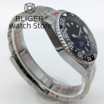 BLIGER 40mm NH34A GMT Men's watch Mechanical Watch Luminous Bezel Sapphire Glass Stainless steel Bracelet