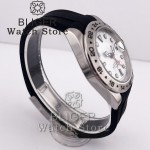 BLIGER 40mm GMT Mechanical Men's Wristwatch Waterproof 24 Hour Fixed Bezel Sapphire Glass Luminous steel rubber strap