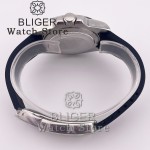 BLIGER 40mm GMT Mechanical Men's Wristwatch Waterproof 24 Hour Fixed Bezel Sapphire Glass Luminous steel rubber strap