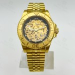 BLIGER 40MM Luxury Full Gold Hollow-out Skeleton NH71 Automatic Watch For Men Sapphire Glass Waterproof Diving Reloj Hombre